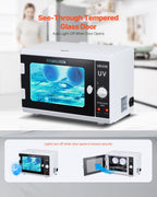 VEVOR Nail Tool Cleaning Machine, 12L Large Capacity, Knob Control, Tool Cabinet Cleaner Box with Timer Setting, Tempered Glass