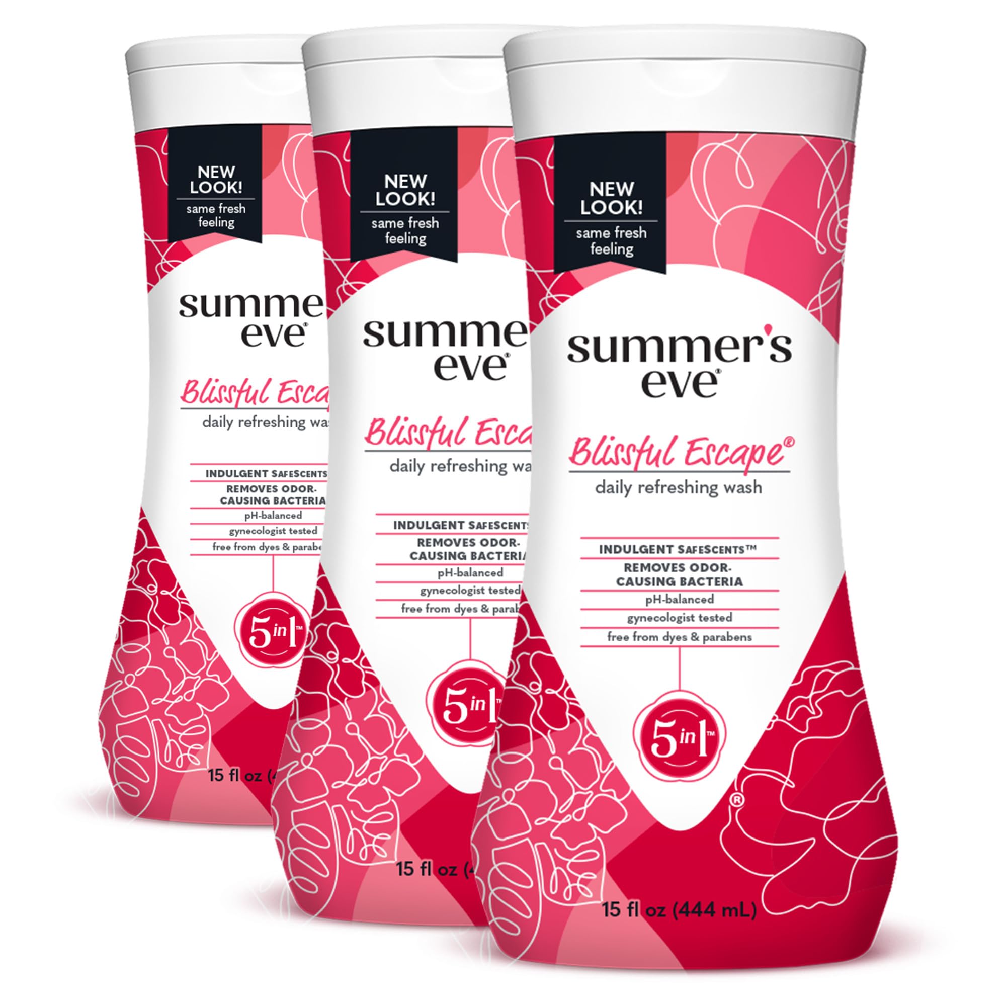 Summer's Eve Blissful Escape Daily Refreshing All Over Feminine Body Wash, Removes Odor, Feminine Wash pH Balanced, 15 Fl Oz (Pa