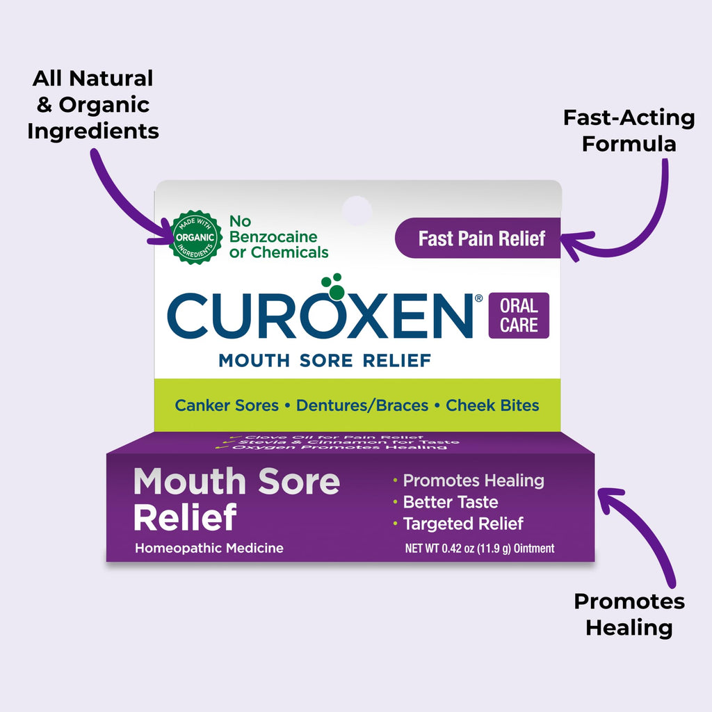 CUROXEN Mouth Sore Relief, Made with All-Natural Ingredients Including Olive Oil, Calendula, Beeswax, Clove Essential Oil, and C