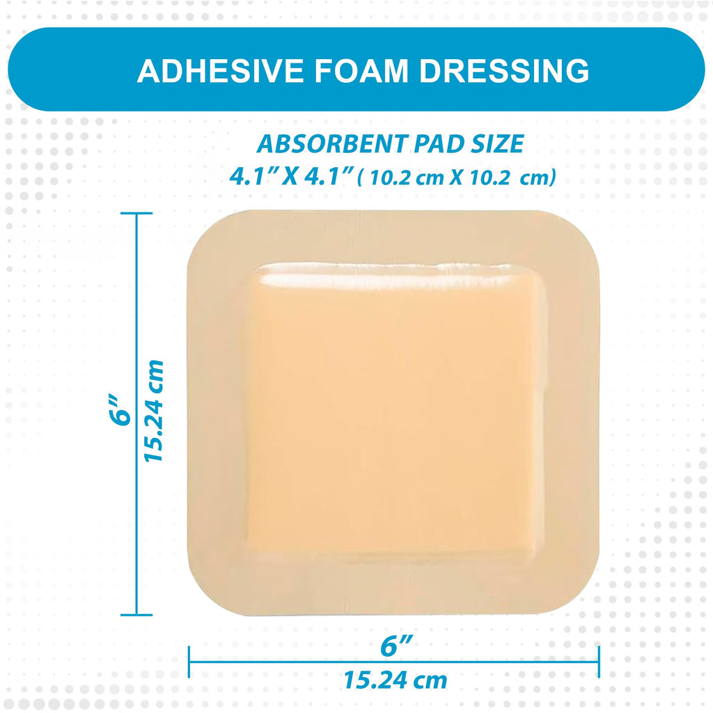MedVance TM Foam - Bordered Adhesive Hydrophilic Foam Dressinge 6x6 (4.1x4.1 Pad) Box of 5 dressings