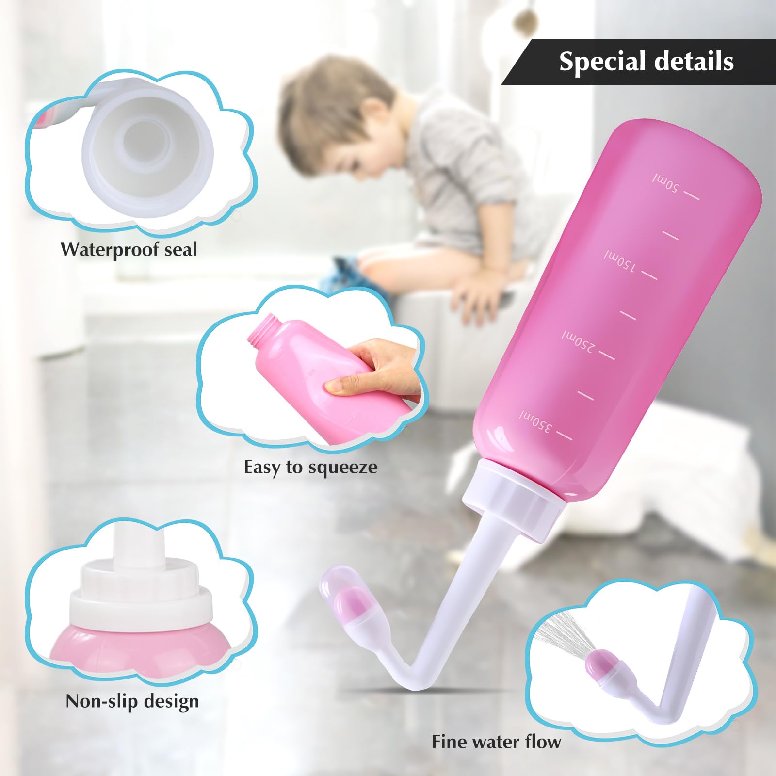 OOCOME Peri Bottle for Postpartum Care, Travel Large Capacity 12oz/350ml, Portable Handheld Bidet for Perineal Recovery and Clea