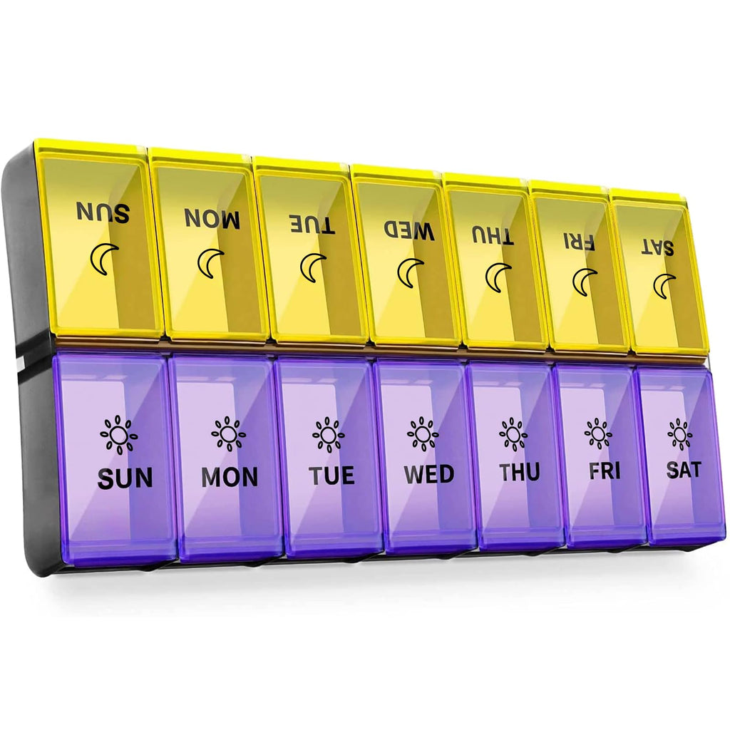 Mossime XL Large Daily Pill Organizer 2 Times a Day, Extra 7 Day Pill Box Am Pm, Weekly Day Night Vitamin Holder, Medicine Organ