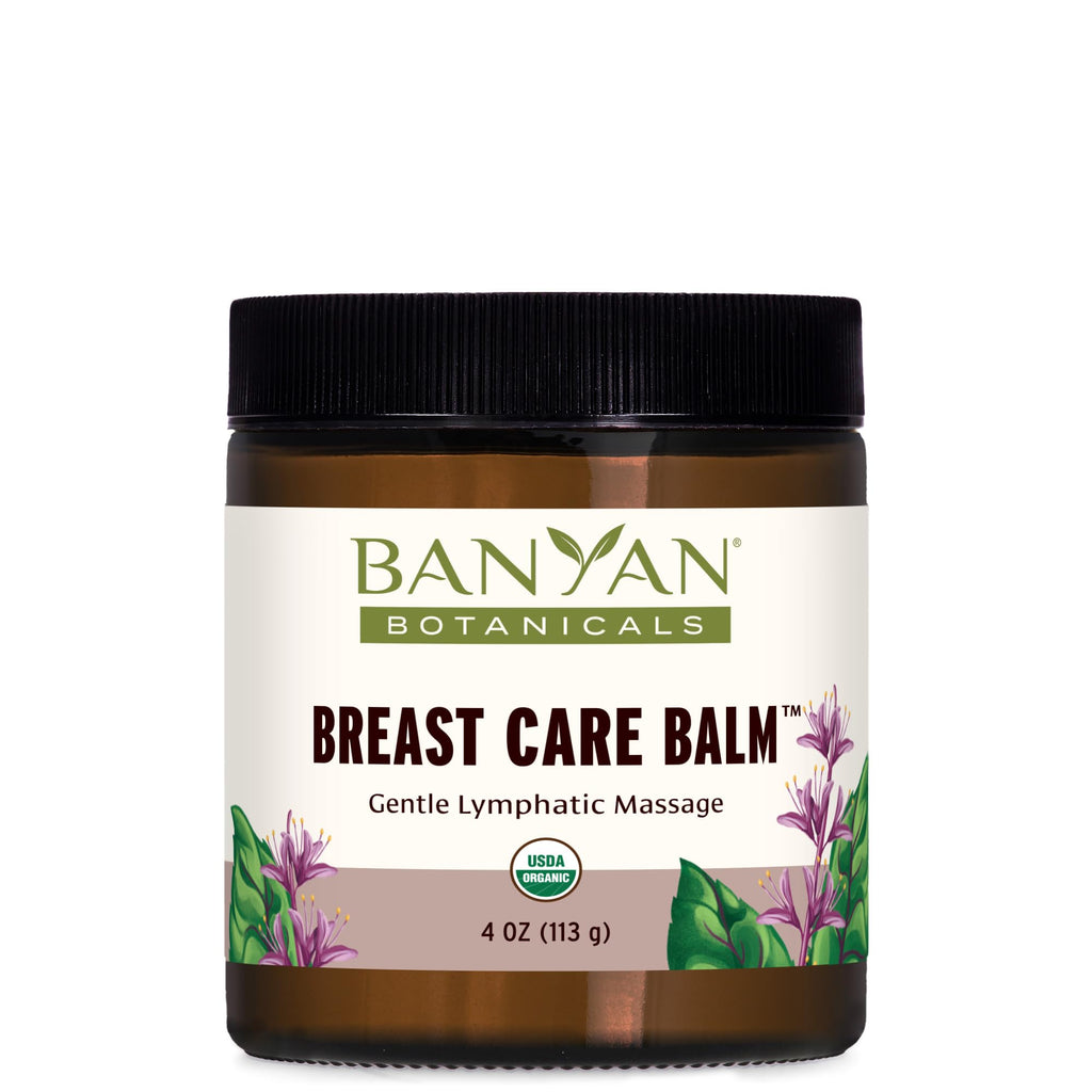 Banyan Botanicals Breast Care Balm - Organic Herbal Salve with Tulsi & Palmarosa - for Lymph Massage & Breast Health - Promotes 