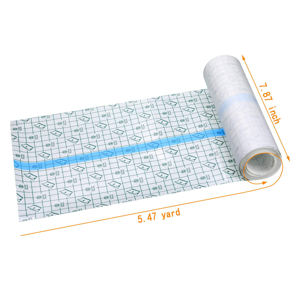 Transparent Dressing Adhesive Bandage Waterproof Clear Adhesive Bandages Stretch Tape for Tattoos Swimming (8 Inch x 5.47 Yard)