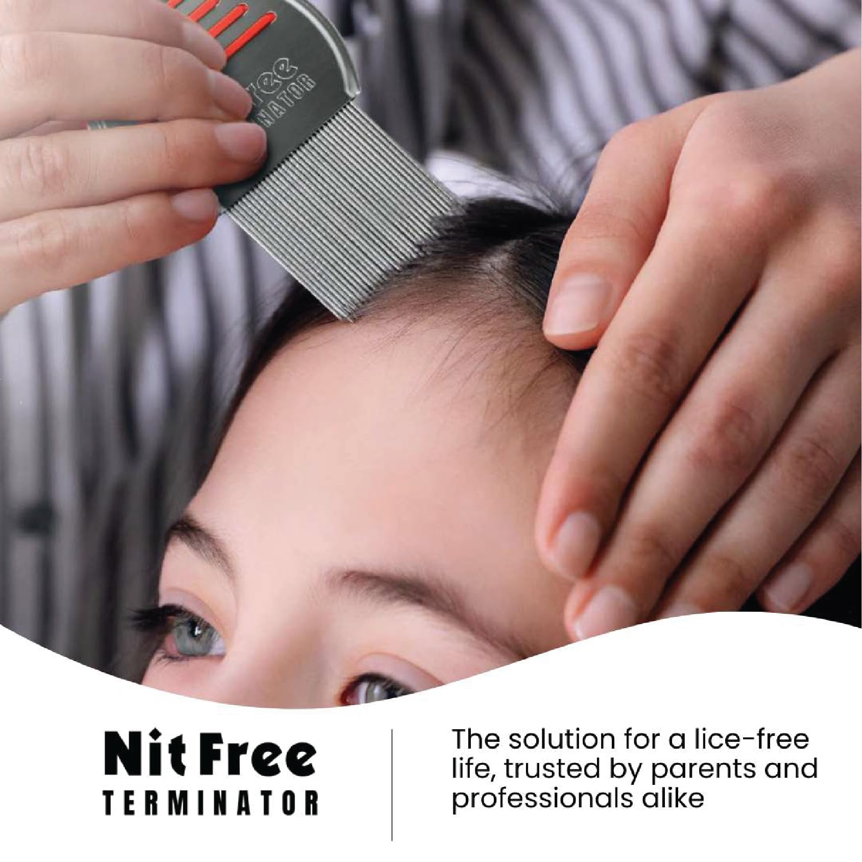 Nit Free Terminator Lice Comb - Professional Stainless Steel Comb for Effective Head Lice Treatment (Colors May Vary) (Pack of 1