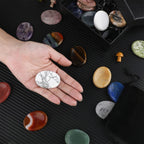 Fumete 18 Pcs Thumb Worry Stone for Anxiety Chakra Crystals, Oval Chakra Stones Tigers Eye Crystal for Anxiety Stress Relief Med