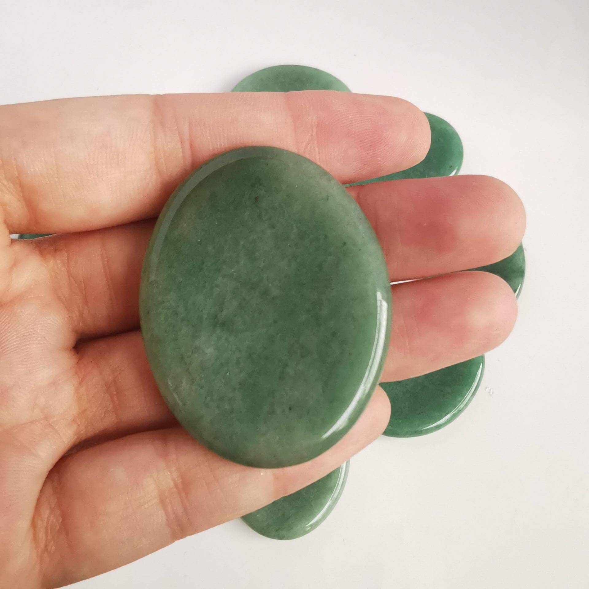 Loveliome Lapis Lazuli and Green Aventurine Thumb Worry Stone, Stress Relax Healing Reiki Crystal Pocket Palm Stones,Pack of 2
