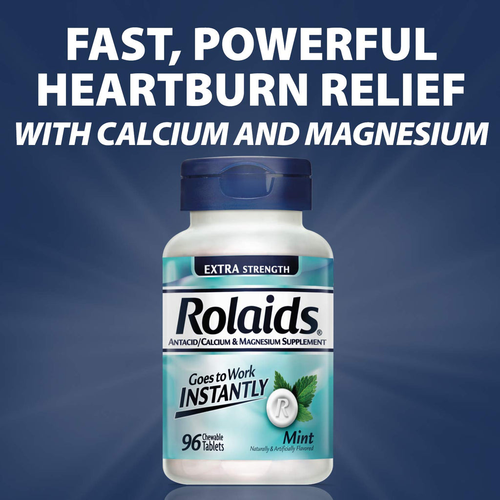 Rolaids Extra Strength Antacid, 96 Chewable Tablets, Mint Flavor, Extra Strength Heartburn Relief