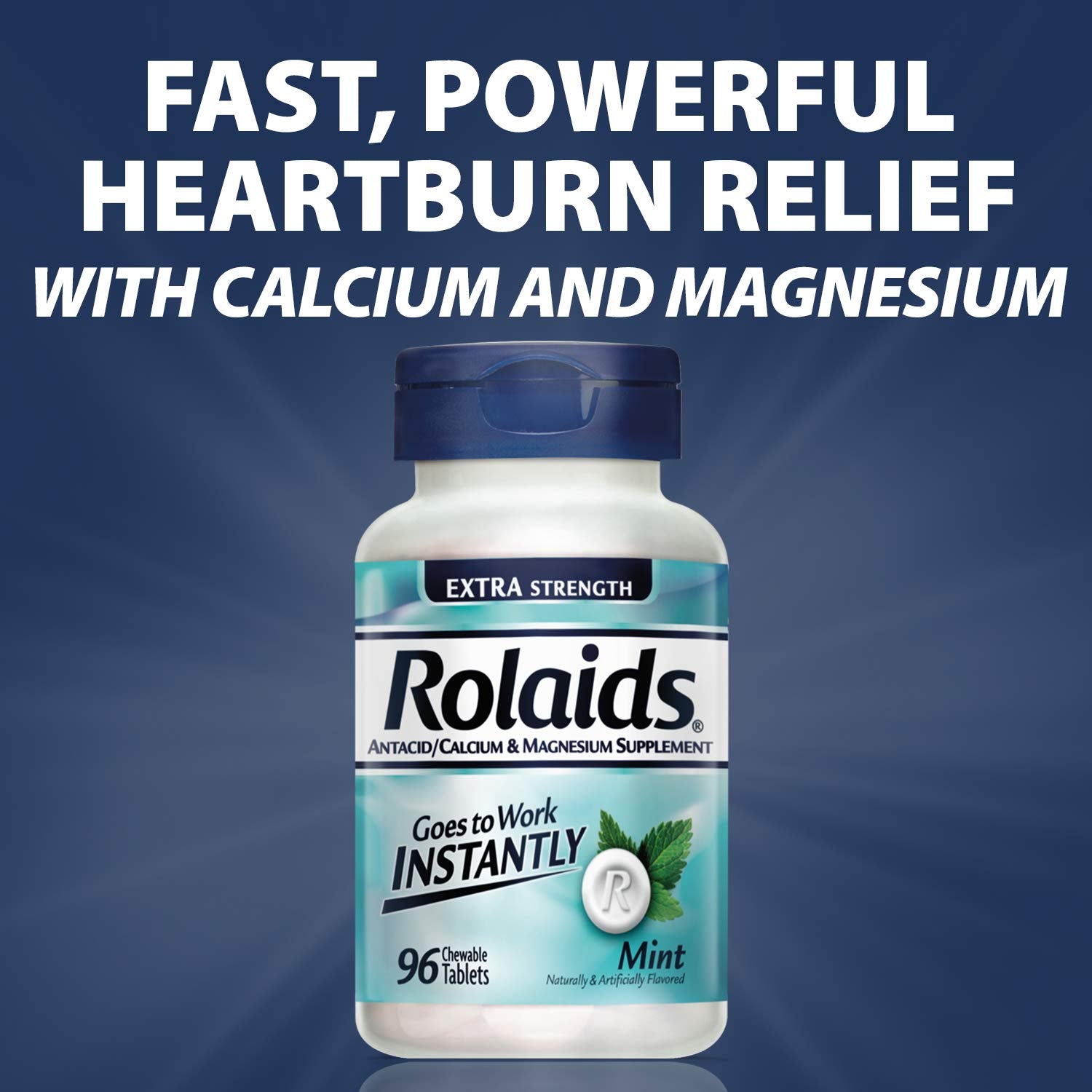 Rolaids Extra Strength Antacid, 96 Chewable Tablets, Mint Flavor, Extra Strength Heartburn Relief