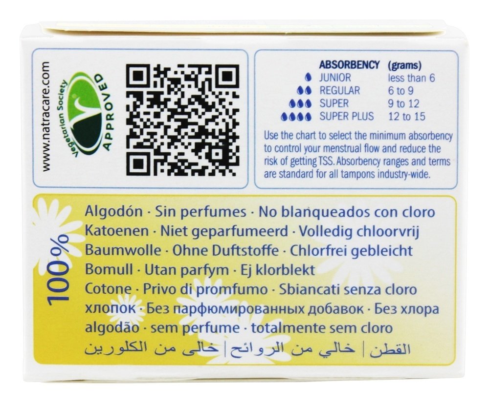 Organic 100% Cotton Tampons Regular 10 Count
