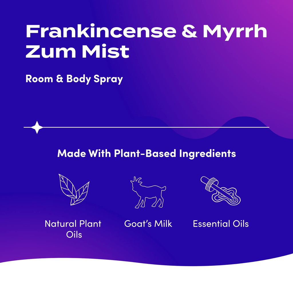 Zum Indigo Wild Mist Room & Body Spray - Aromatherapy Essential Oil Spray, Natural Body Mist & Room Spray - Frankincense & Myrrh