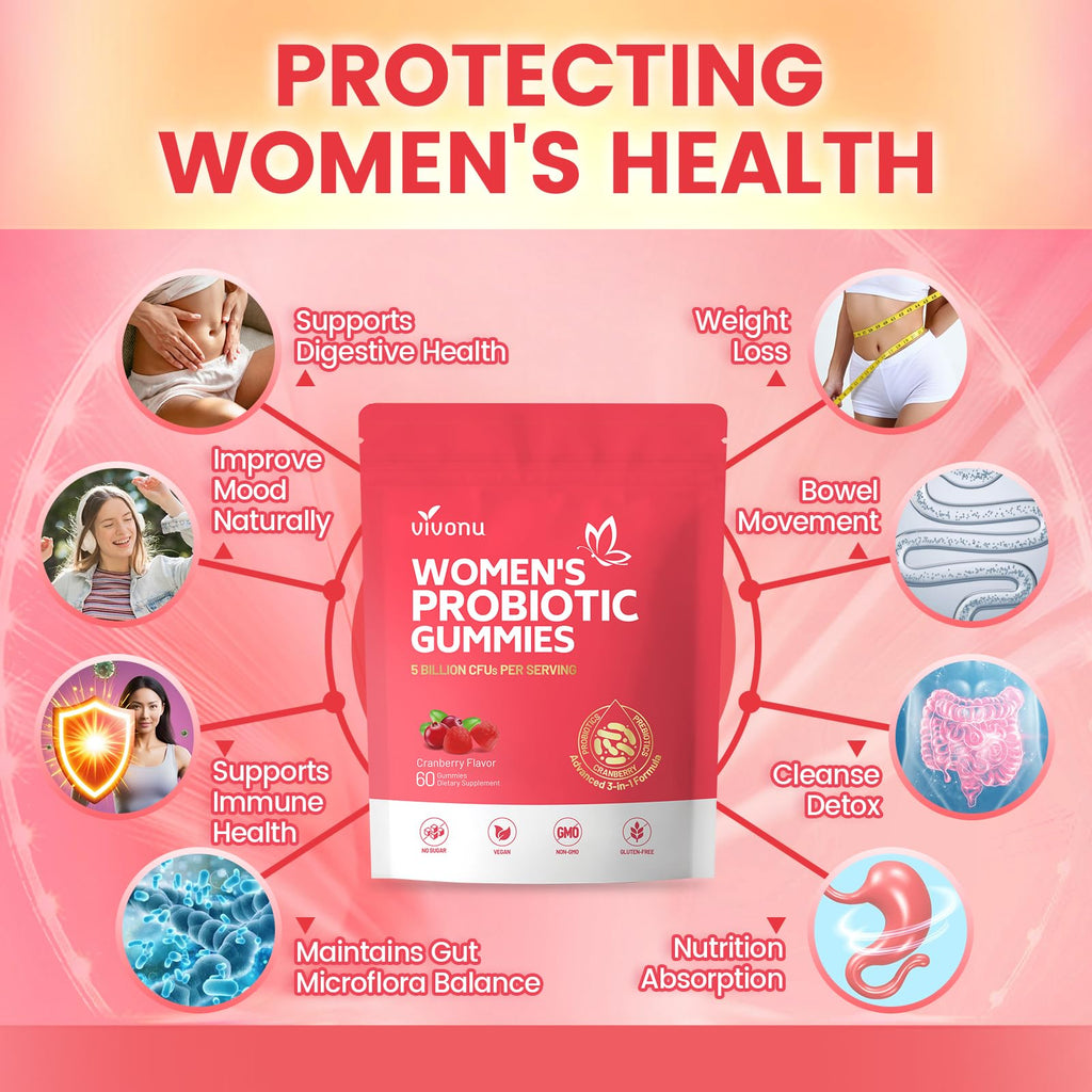 VivoNu Vaginal Probiotics for Women, Feminine Balance pH Gummies for Healthy Odor, Yeast Balance & Flora + Vitamin C for Immune