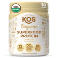 KOS Plant Based Protein Powder, Vanilla USDA Organic - Low Carb Pea Protein Blend, Vegan Superfood Rich in Vitamins & Minerals -
