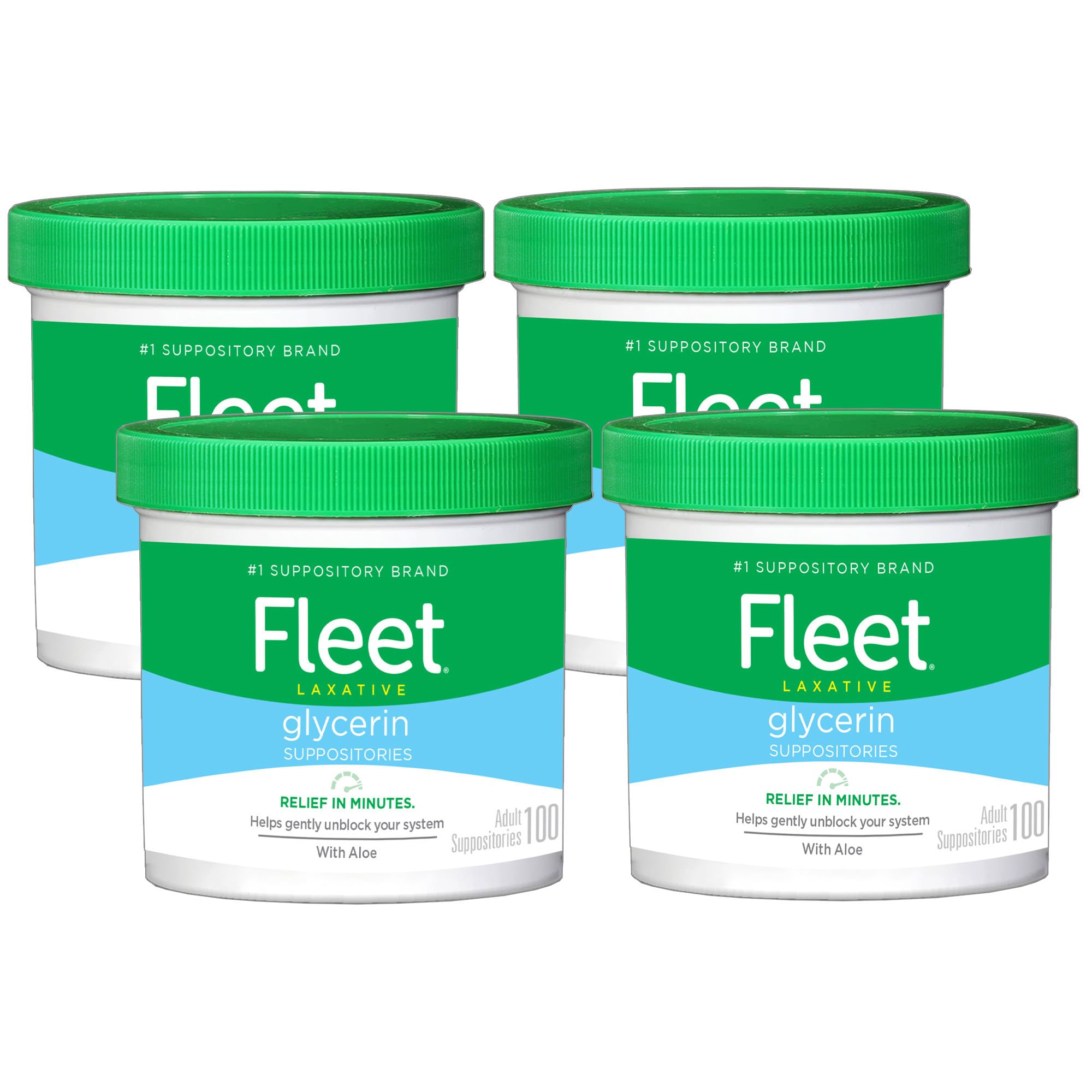 Fleet Laxative Glycerin Suppositories for Adult Constipation, 100 Count (Pack of 4)