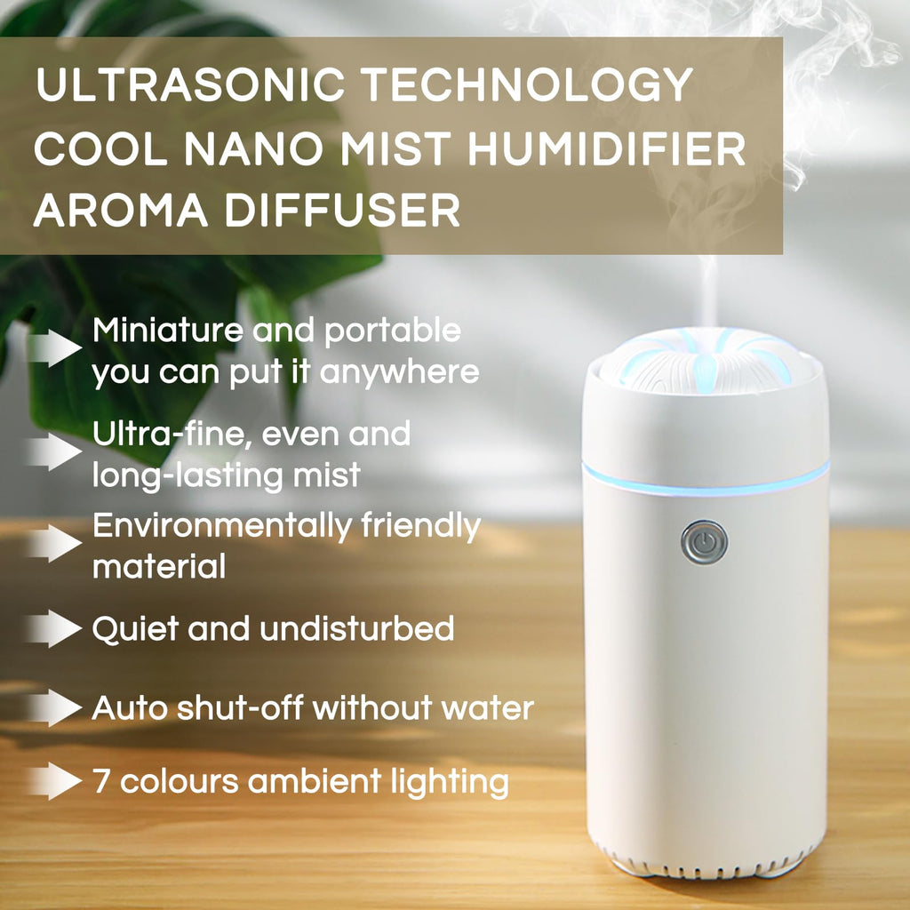 Gonlink Car Diffuser, Car Humidifier, Car Diffusers for Essential Oils, Smart Car Air Freshener Diffuser, USB Cool Mist Humidifi