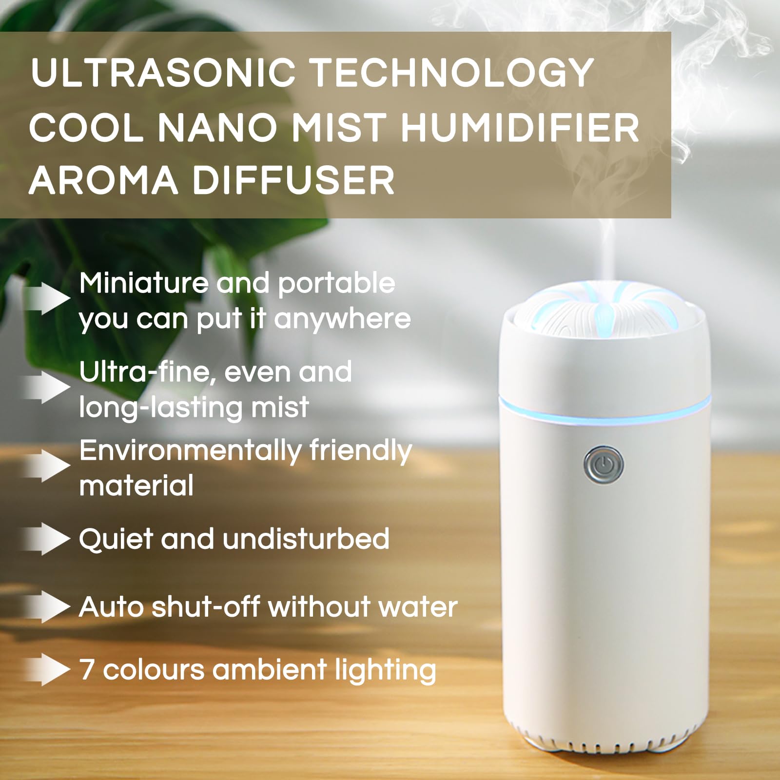 Gonlink Car Diffuser, Car Humidifier, Car Diffusers for Essential Oils, Smart Car Air Freshener Diffuser, USB Cool Mist Humidifi