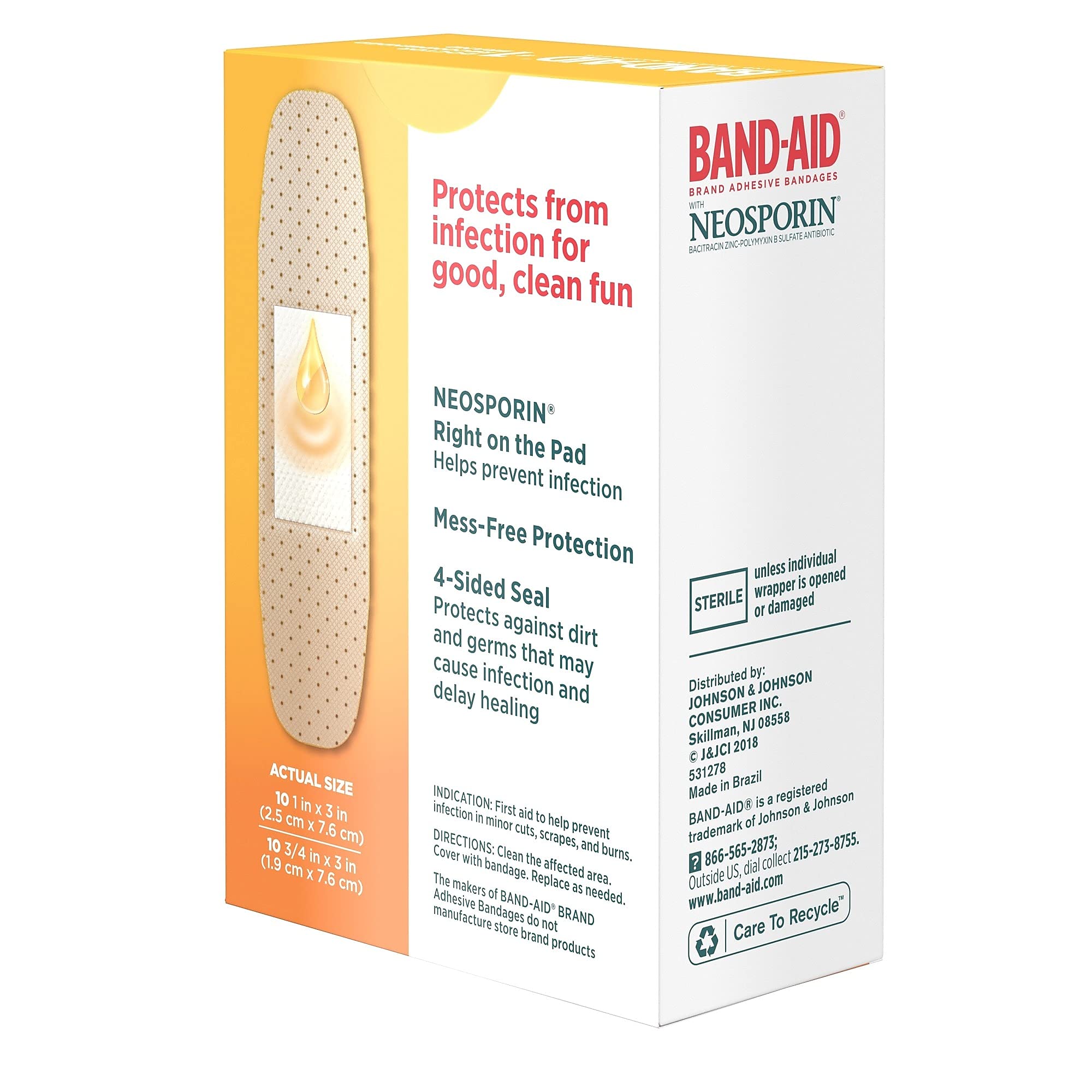 Band-Aid - 5570 Brand Bandages with Neosporin Antibiotic Ointment, Assorted Sizes, 20 ct