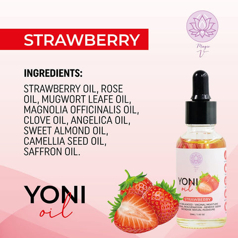 Magical V Yoni Oil For Women Organic Feminine Care Vaginal Moisturizer For Wetness (Strawberry) Ingrown Hair Ph Balance Feminine