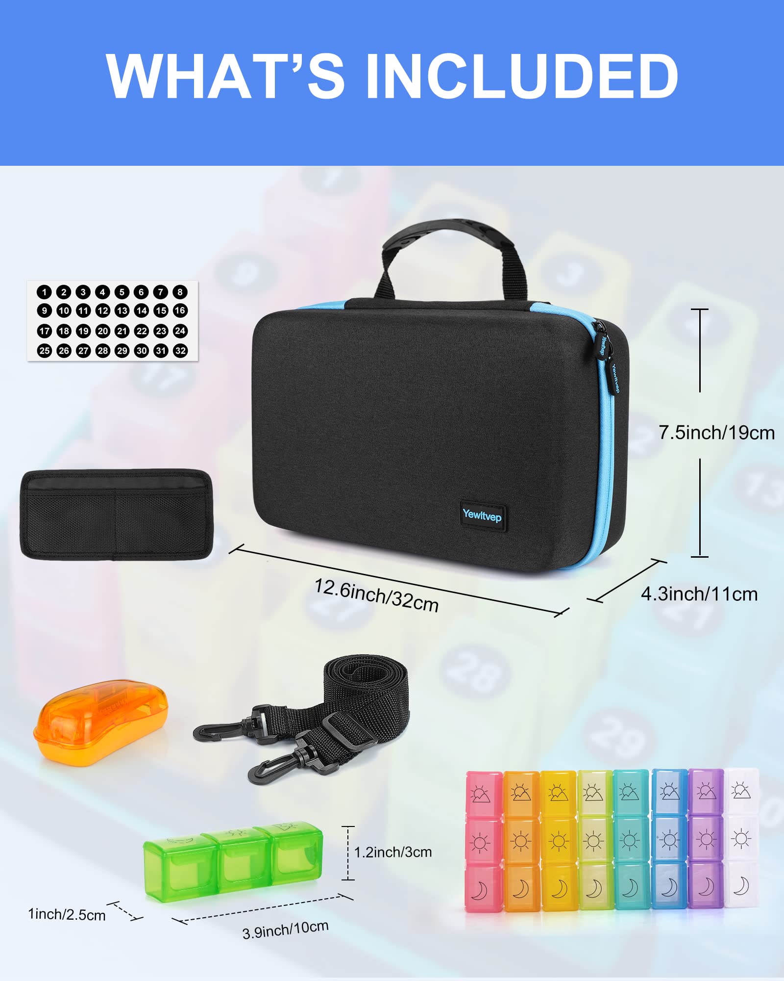 Monthly Pill Organizer 3 Times a Day with Pill Cutter, 30 Days Pill Organizer Monthly, Month Medicine Box Holder Organizer with