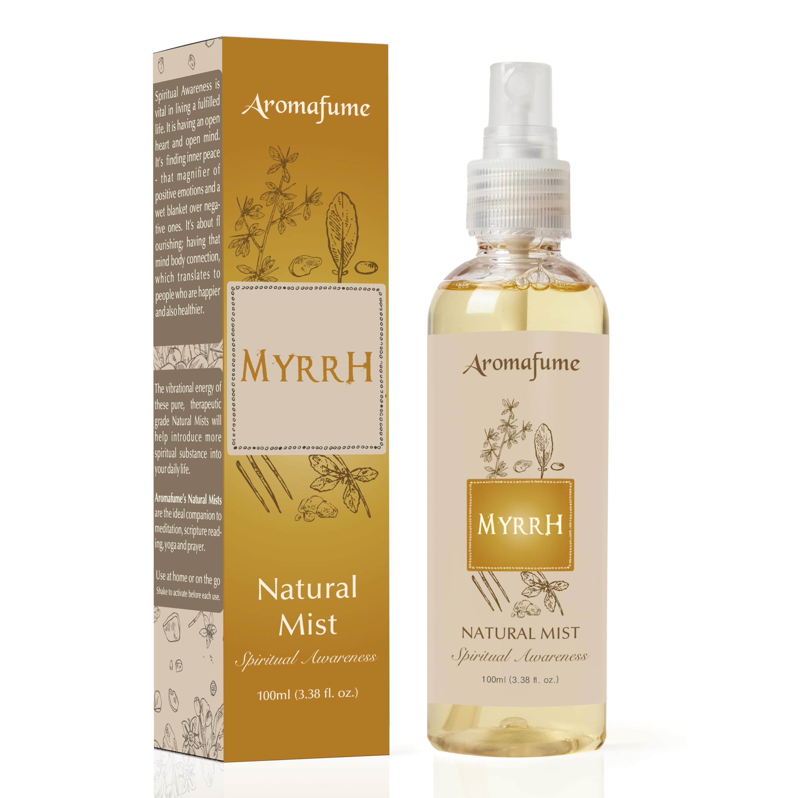 Aromafume Resin Natural Mist Spray 100 ml / 3.3oz | Ideal for positive energy, spirituality & rituals | Made with Commiphora Myr