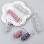 Bling Pill Case Portable Travel Pill Container Bottle Rhinestone Waterproof Small Pill Holder with Keychain Cute Mini Pill Stora