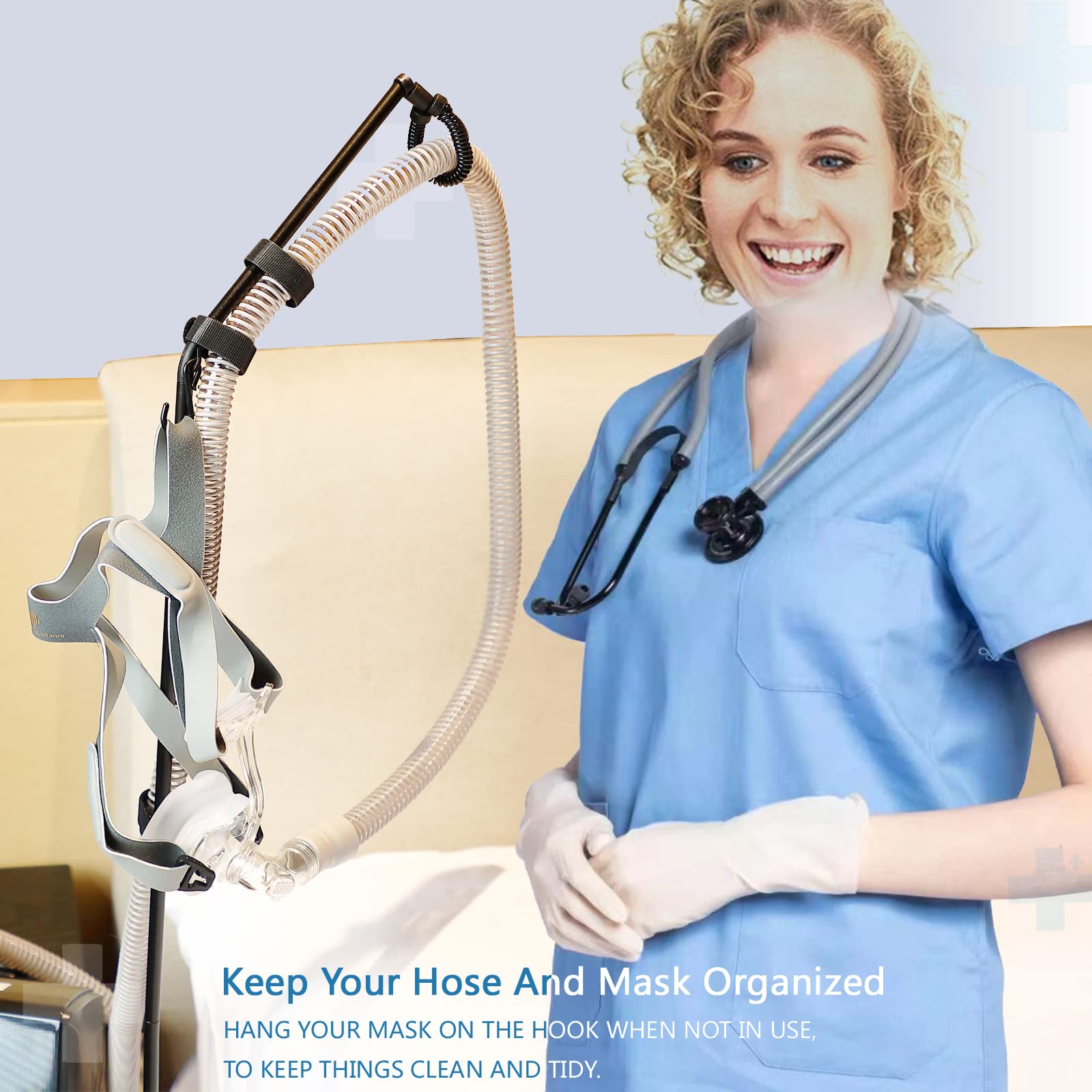 LONYEON CPAP Hose Holder - CPAP Hose Hanger for Bed Avoid Tangling and Prevent Blockage,Keeps The Air Hose Up and Away from Your