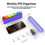 Weekly Pill Organizer 1 Time a Day, HIONXMGA Portable Detachable Travel Pill Box 7 Day, Large Once Daily Pill Holder Case, Purpl