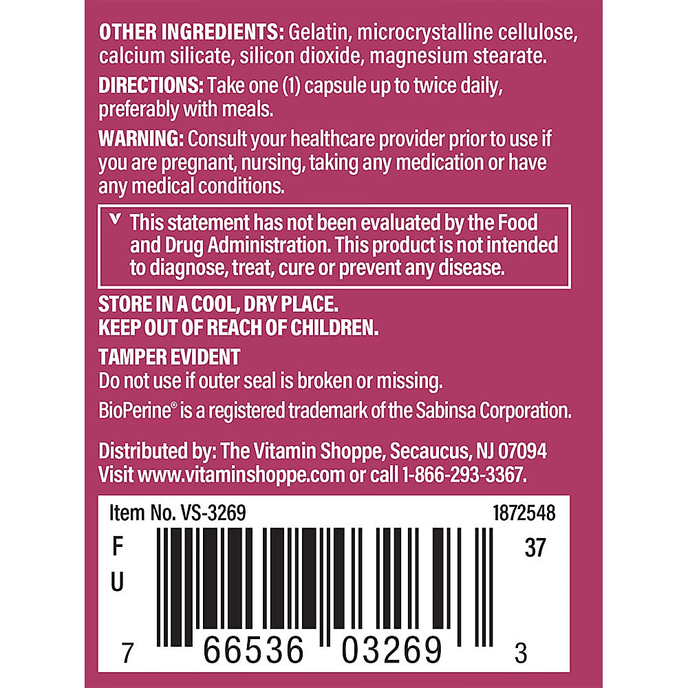 The Vitamin Shoppe DIM 100MG with Bioperine Black Pepper Extract, Supports Estrogen Metabolism for Womens Health (60 Capsules)