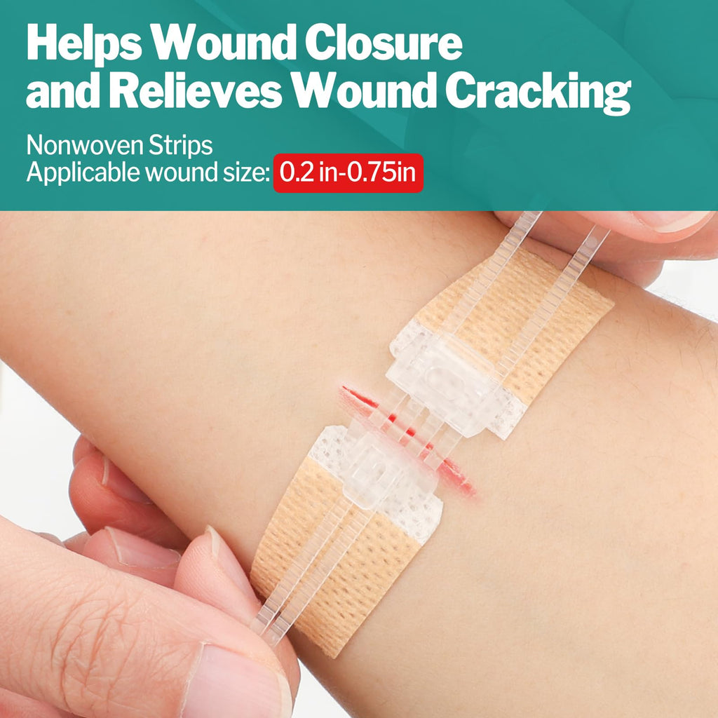 AZEN 28 Pack Wound Closure Strips, 3 Types Butterfly Bandages, Emergency Laceration Closure Kit, Repair Wounds Without Stitches,