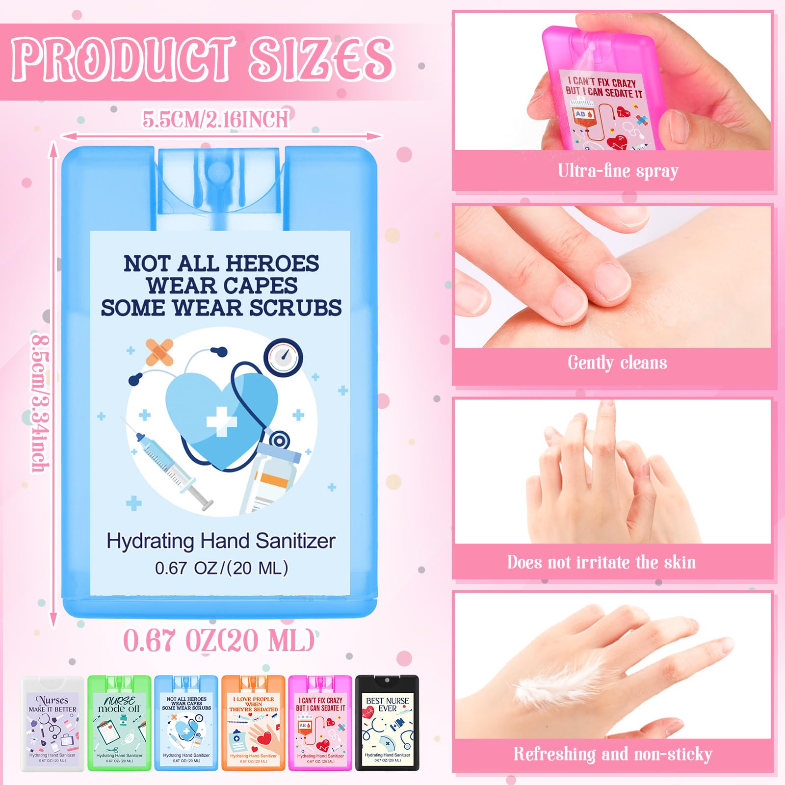 Dansib 24 Pack Nurse Appreciation Gifts Thank You Hydrating Hand Sanitizer Spray Travel Size Mini Hand Sanitizer Pocket Spray Bu