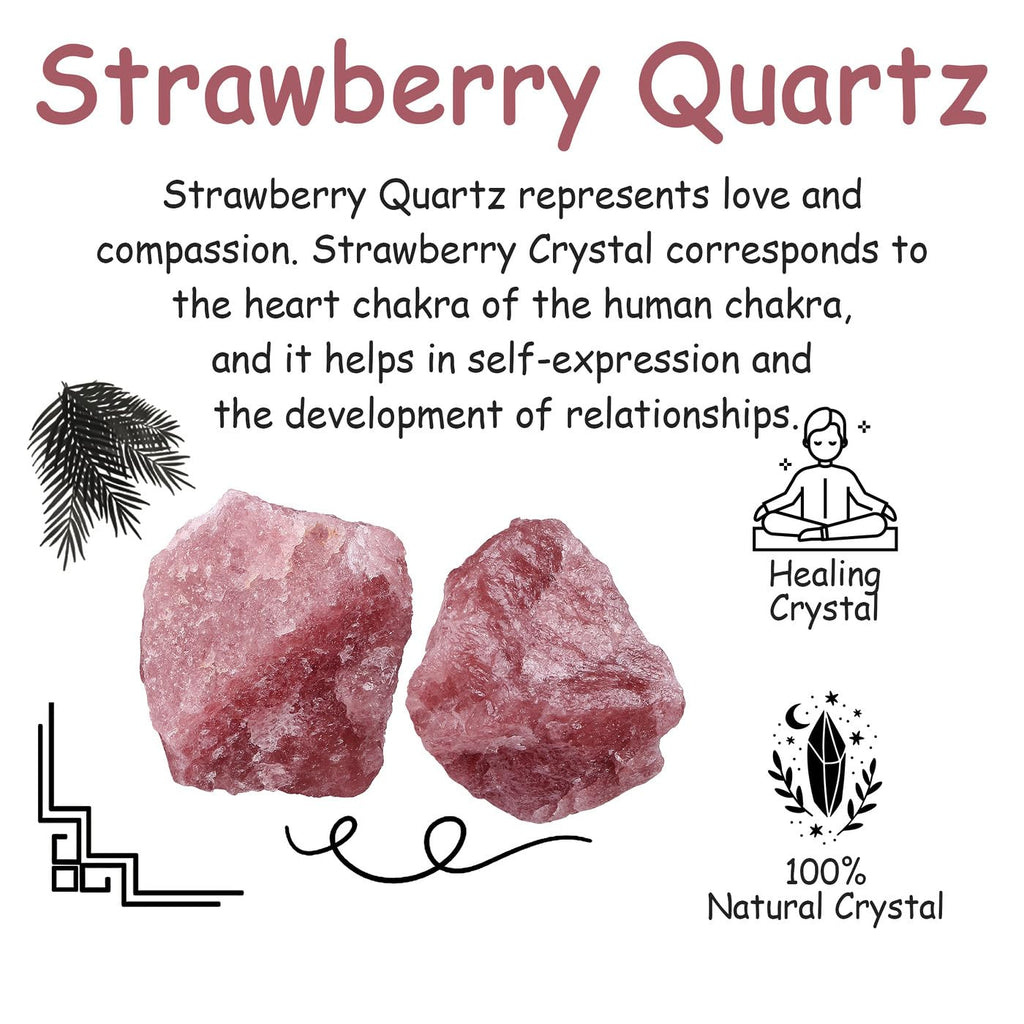NUKAYAI 2Pcs Strawberry Quartz 1.8-2.2 Large Raw Crystals Rocks Rough Stones Healing Crystal for Polishing Decoration DIY Wrappi