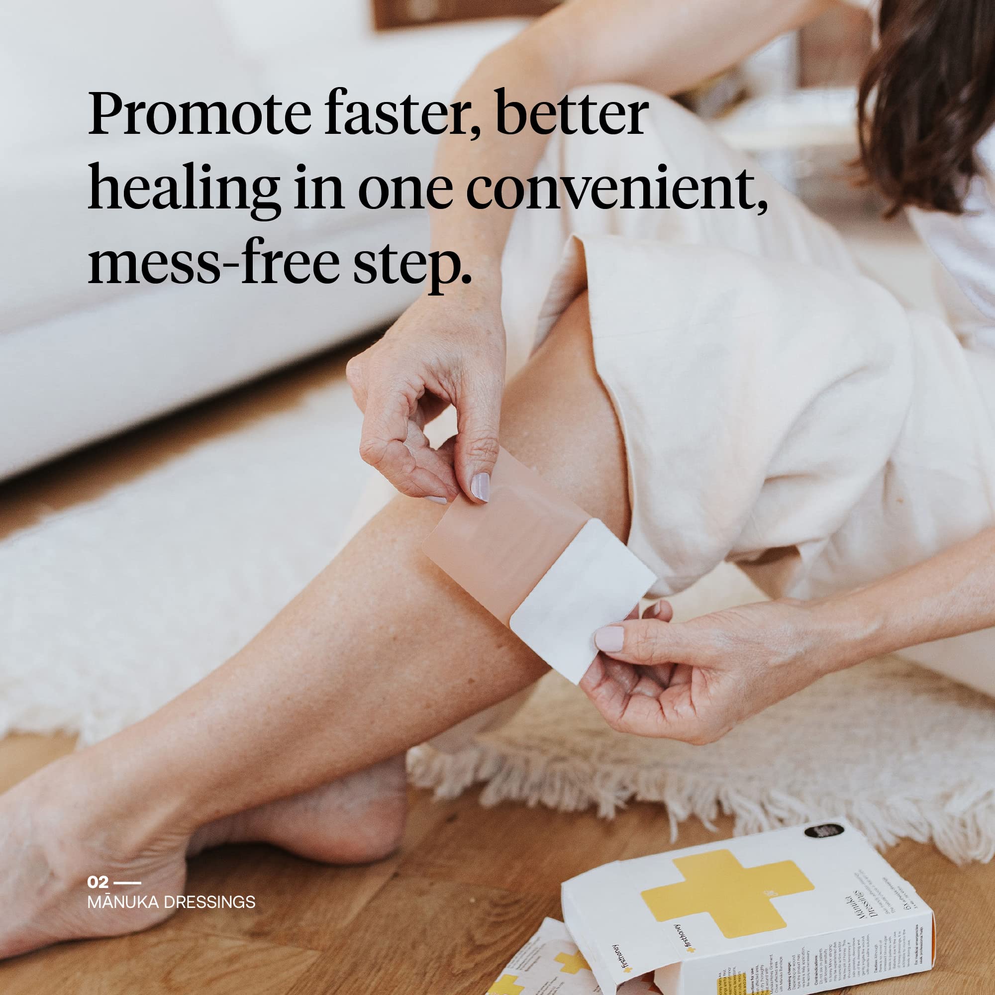First Honey Manuka Honey Adhesive Bandages 6 Pack | Latex Free, Antibiotic Free Wound Dressing | Medical Grade Honey Adhesive Pa