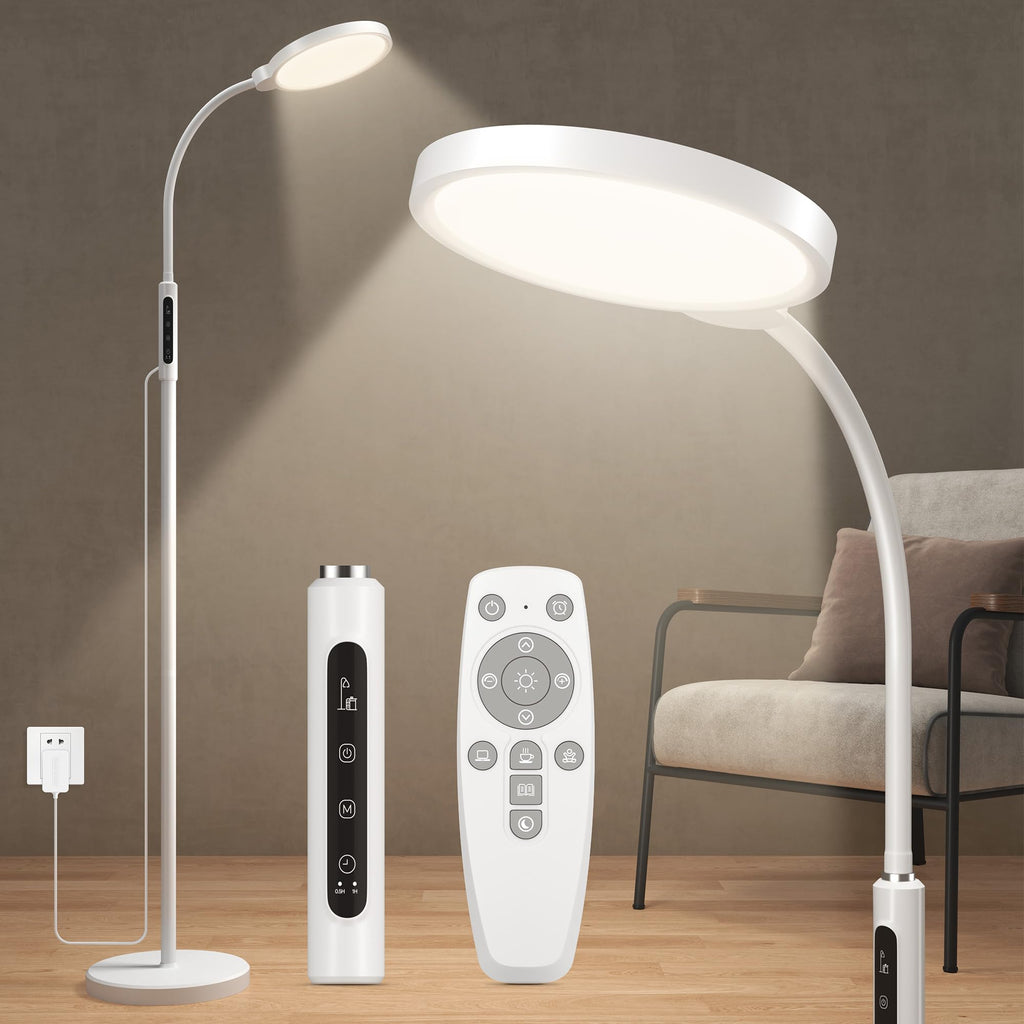 Happy Light Therapy Lamp, 11000 Lux UV-Free Floor Sun Light Lamp with Touch Remote Control, 5 Color Temperatures 10 Brightness L