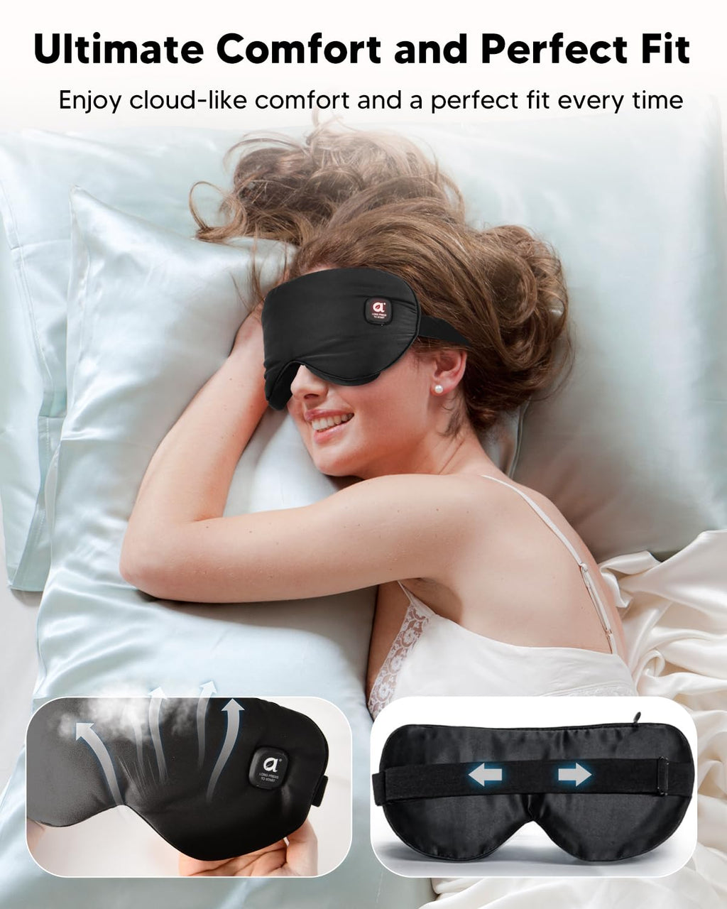 arboleaf Heated Eye Mask for Dry Eyes, FSA HSA Eligible, Cordless Rechargeable Warm Eye Compress, Temperature Control, Light Blo