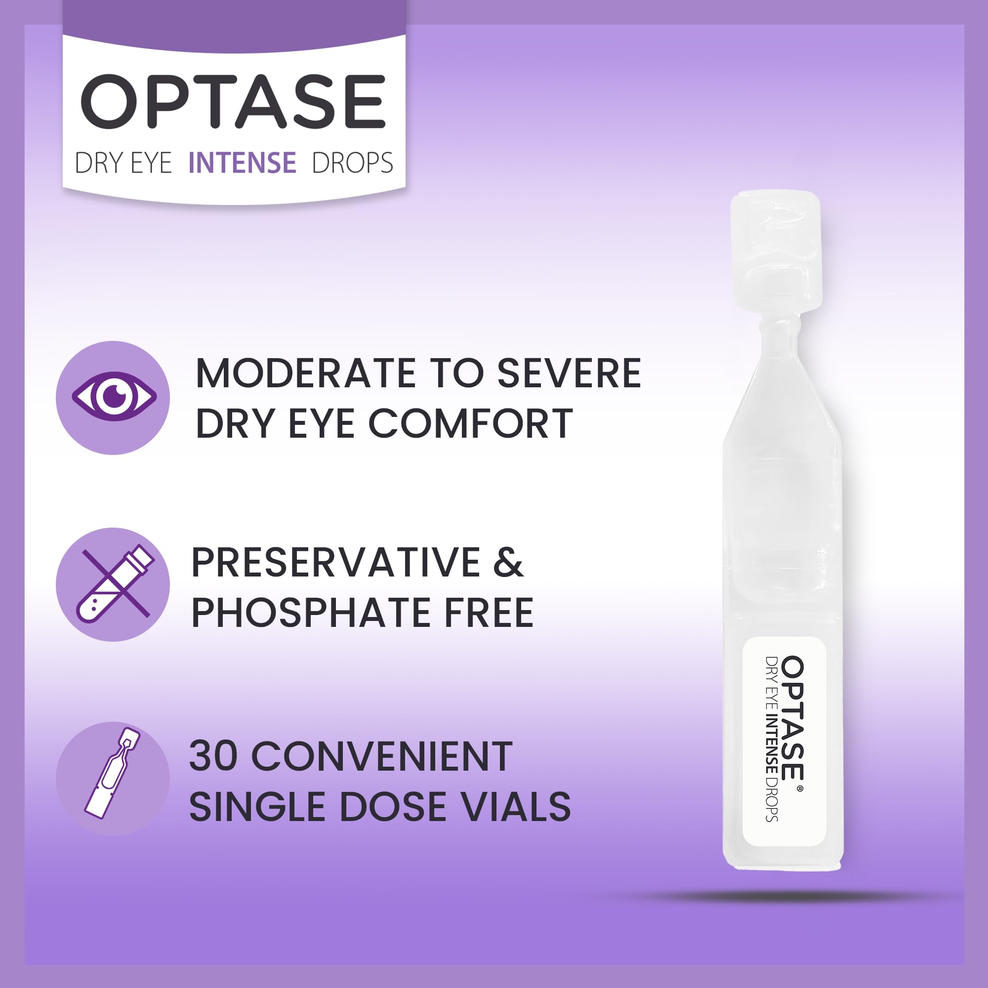 Optase Dry Eye Intense Drops, Single Dose - Preservative Free Eye Drops for Long Lasting Relief - Artificial Tears to Relieve Se