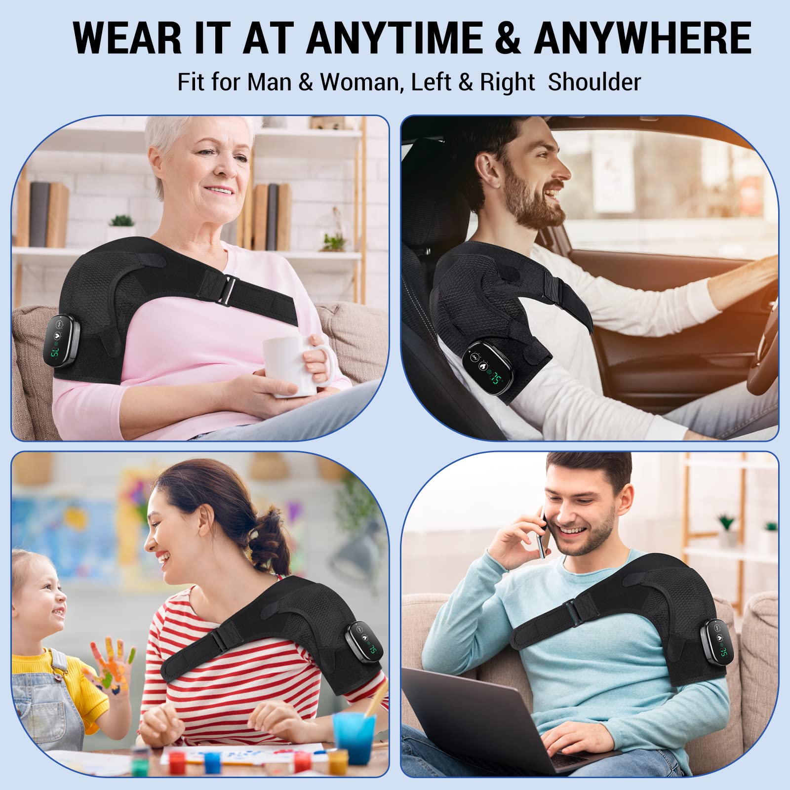 Heated Shoulder Brace for Women Men, Shoulder Massager Shoulder Heating Pad for Neck and Shoulder Deep Issue