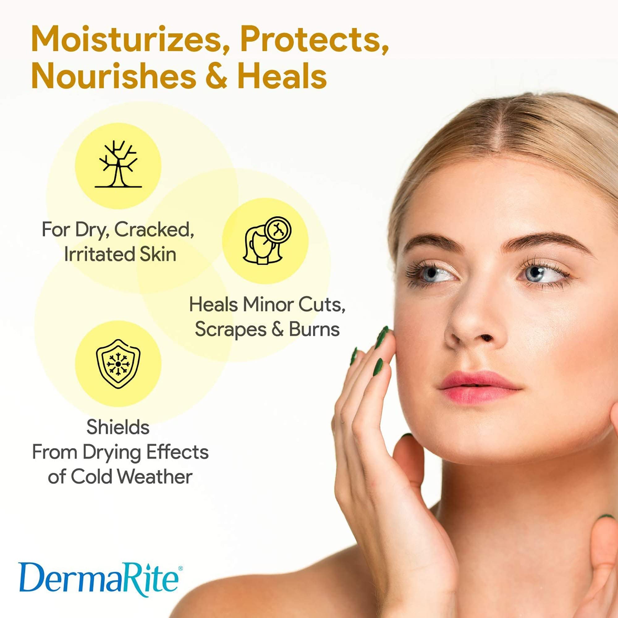 DermaRite DermaPhor Skin Protectant, Moisturizing Ointment - Soothes and Shields Dry, Cracked or Irritated Skin, Unscented - 3.7