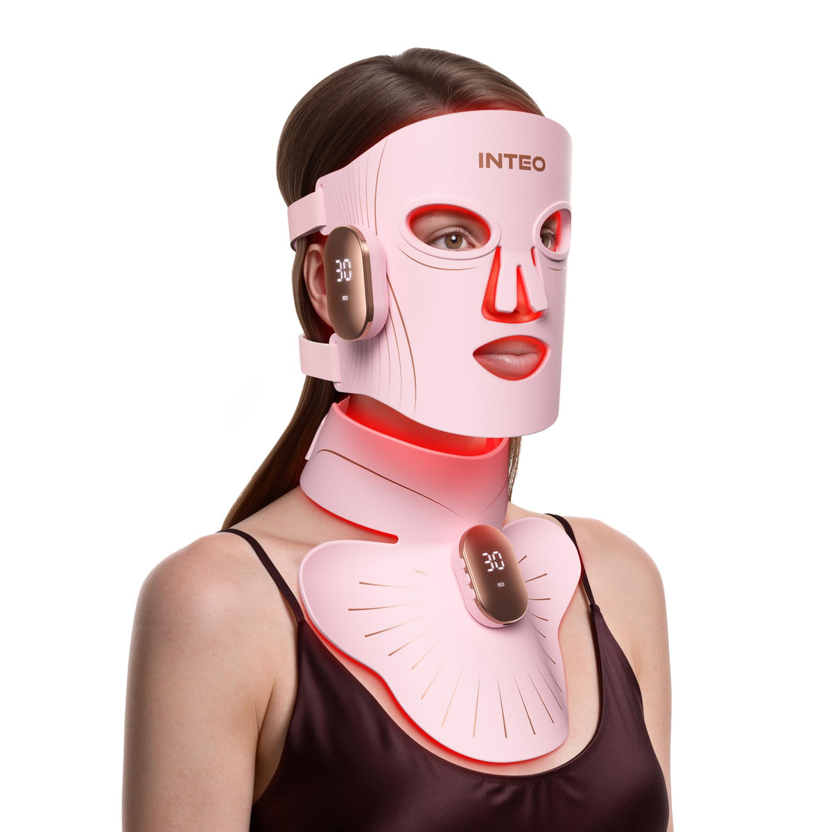 Red Light Therapy Mask for Face & Neck, 850nm NIR & 660nm Red LED, 4 Modes