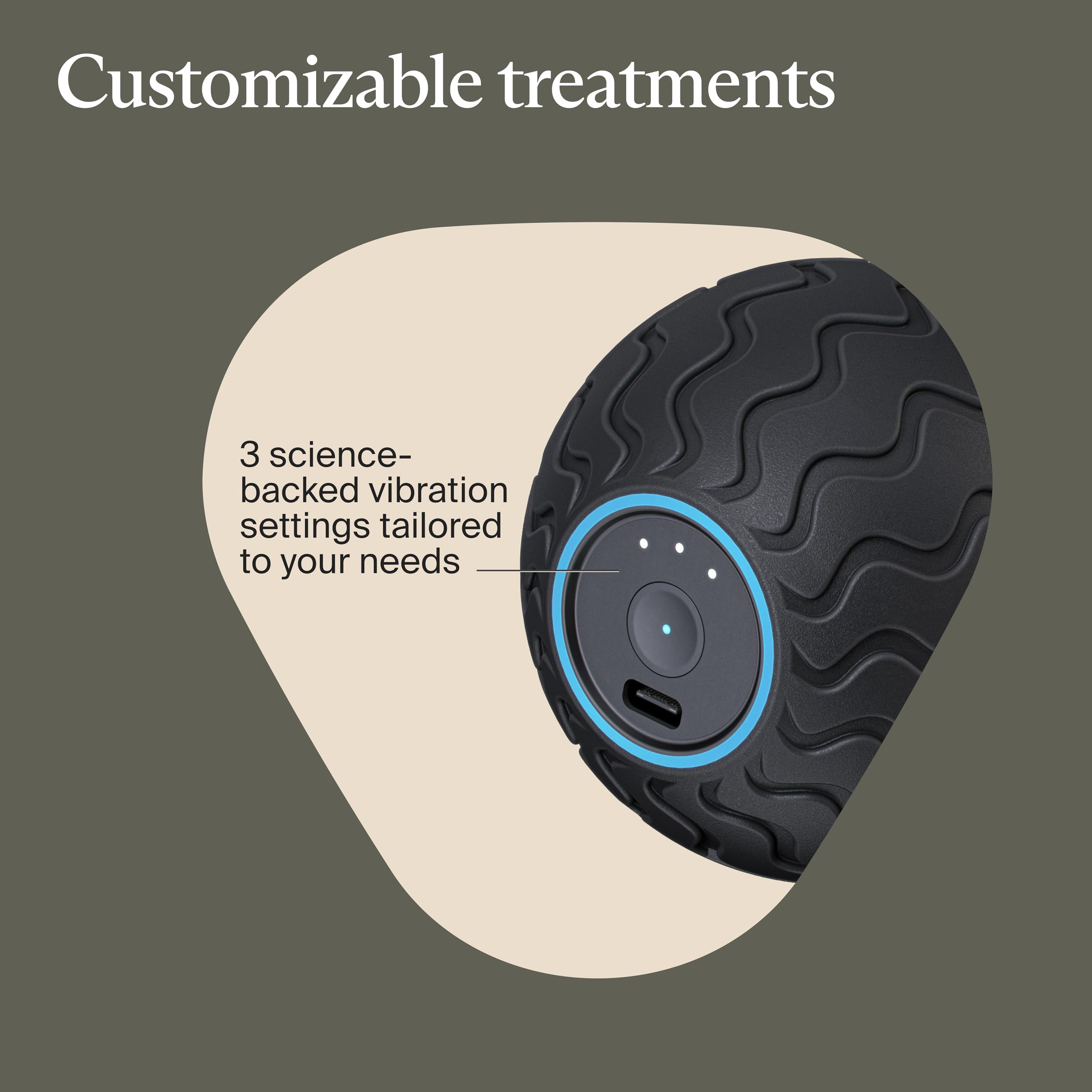 Therabody WaveSolo - Handheld Bluetooth Enabled Massage Device, Ultra Portable Vibration Therapy Ball w/QuietRoll Technology & 3