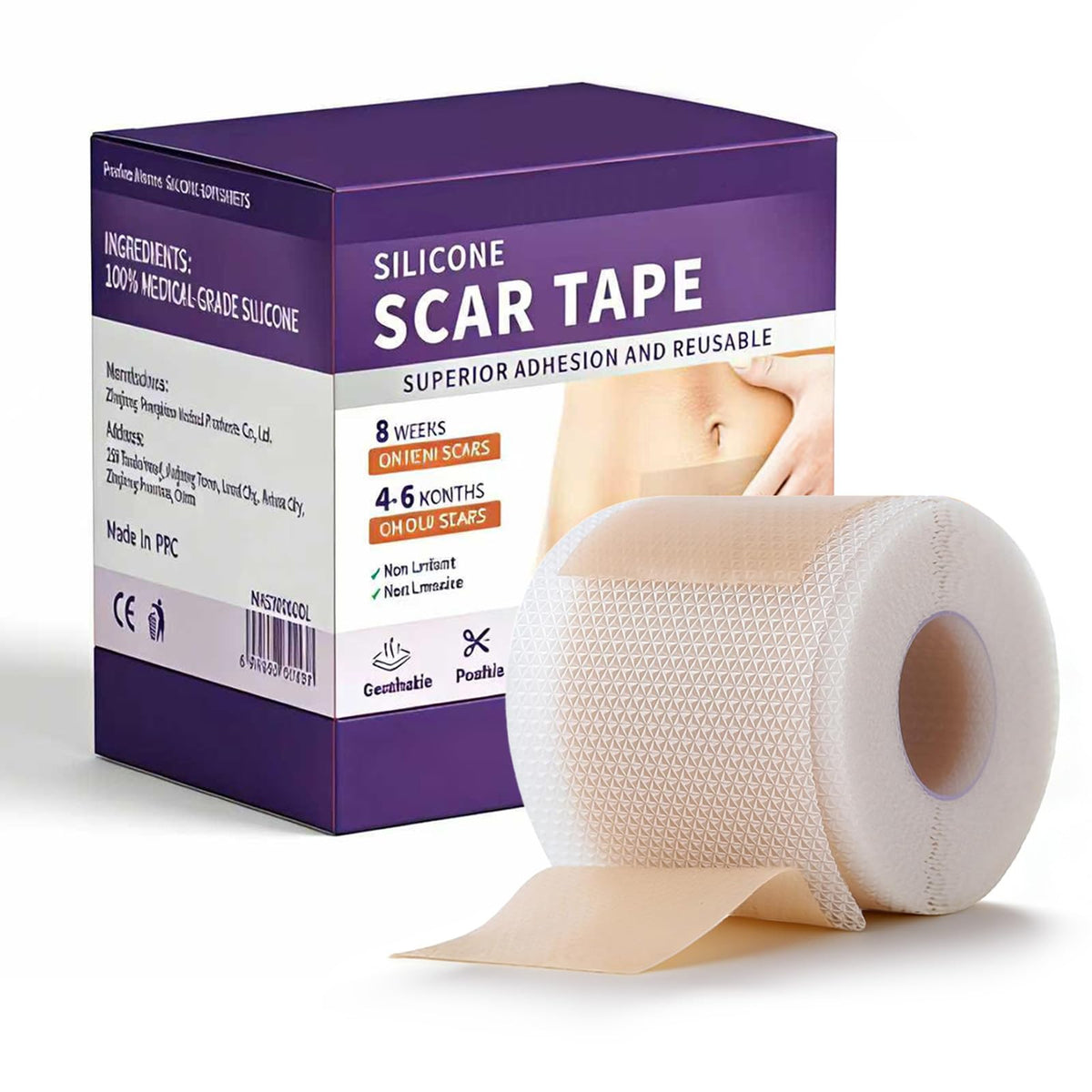 Medical Grade Silicone Scar Sheets, (1.6 x 60 Scar Roll1.5M)  Reusable Scar Removal Tape Strips for Surgical,CSection,Tummy