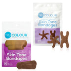 Tru-Colour Skin Tone Bandages Variety Pack - Flexible Fabric Adhesive Strips, Fingertip, Knuckle Bandages - Dark Brown, 2 Pack, 