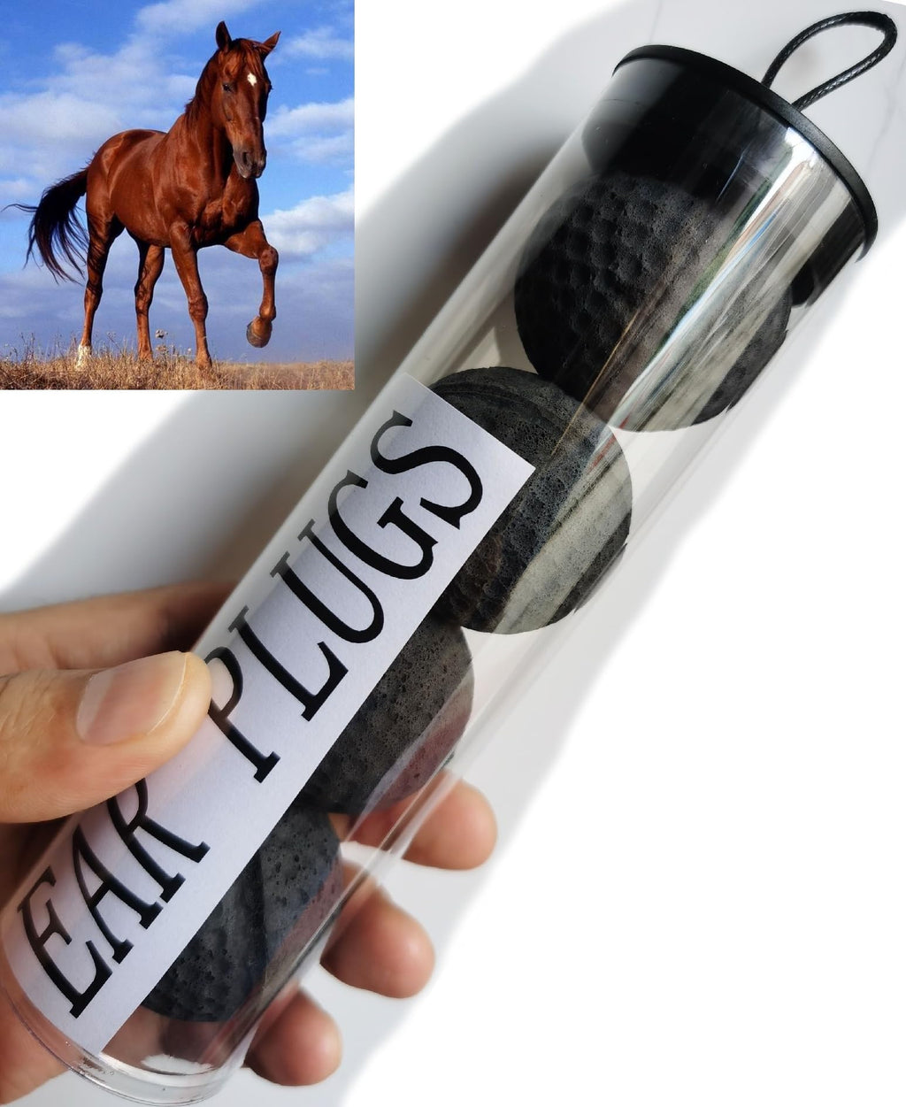 SHUYUE Ear Plug for Horses Foam Ear Plugs Ball tack and Supplies Horse Classic Equine Ear Plugs (Black, One Size)