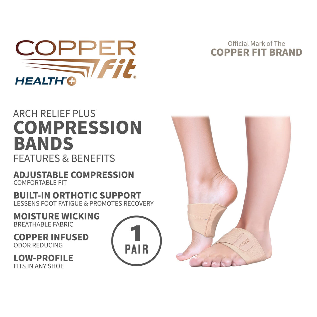 Copper Fit Arch Relief PLUS - Compression Wrap with Orthotic Arch Support Plantar Fasciitis, Flat Feet, Fallen Arches - Universa