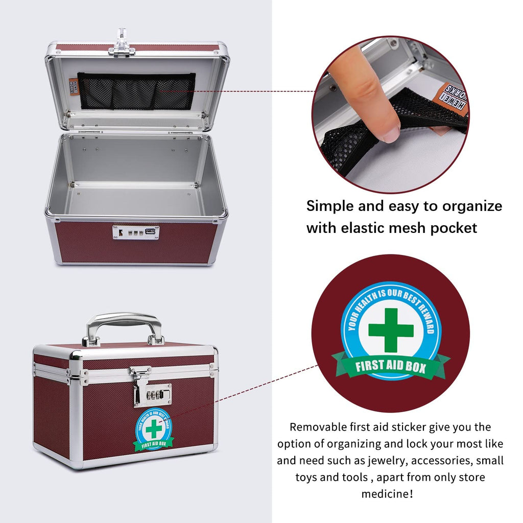 HEWEI WORKS Locking Medicine Box with Portable Storage Case, 10.2x 6.8x 6.8, Childproof Medication Lock Organizer, Lockabl