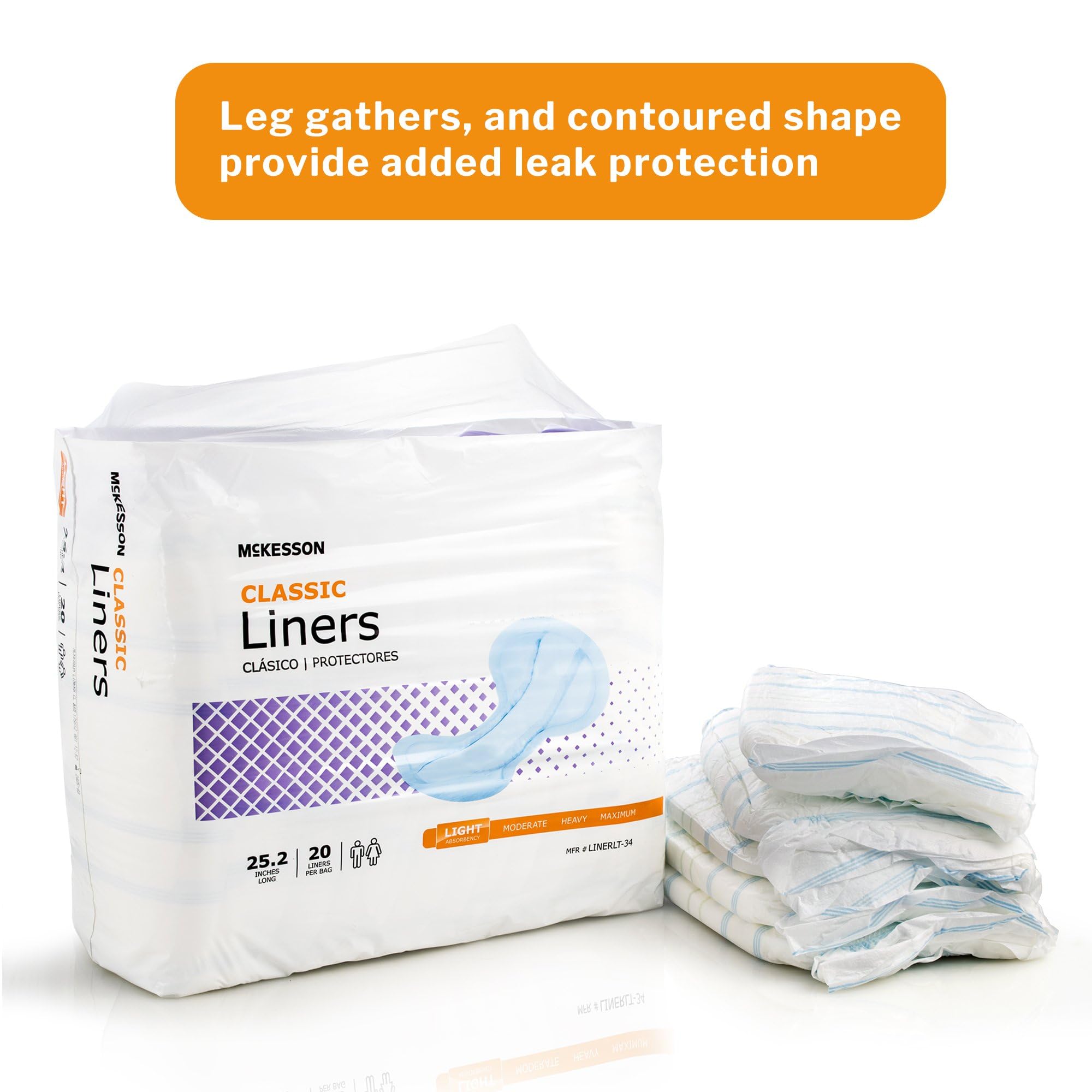 McKesson Incontinence Pads for Adult Women and Men [Pack of 80] Bladder Control and Postpartum Liners, Light Absorbency