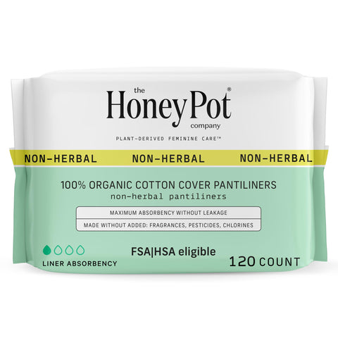 The Honey Pot Company - 120ct - Panty Liners for Women - Non-Herbal Everyday Liners - Organic Cotton Cover & Ultra-Absorbent Pul