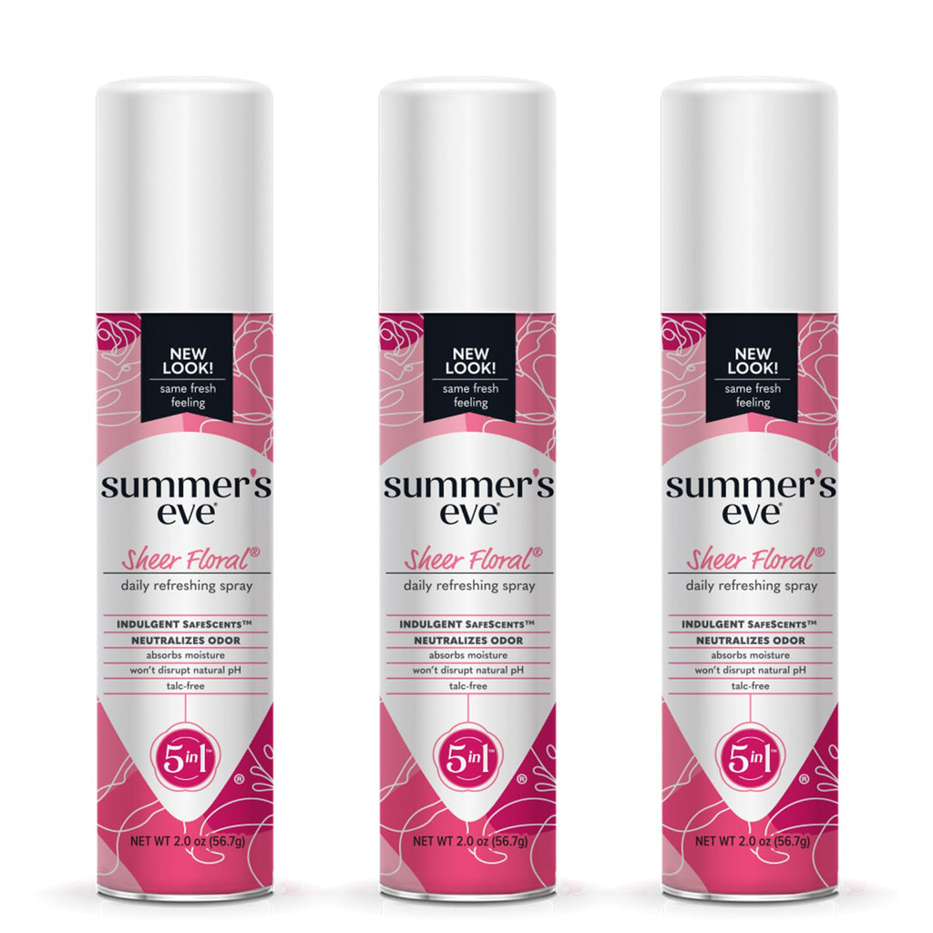 Summer's Eve Sheer Floral Daily Refreshing Feminine Spray, 2 oz, 3 Pack