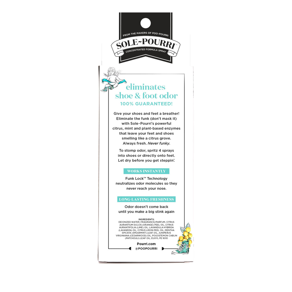 Sole-Pourri Shoe + Foot Funk-Fighting Odor Freshener Spray, Citrus Mint, 3.4 Fl Oz