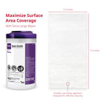 Super Sani- Cloth Germicidal Disposable Wipe, X-Large 5 x 8 Wipe, Pop Up Dispenser of 65