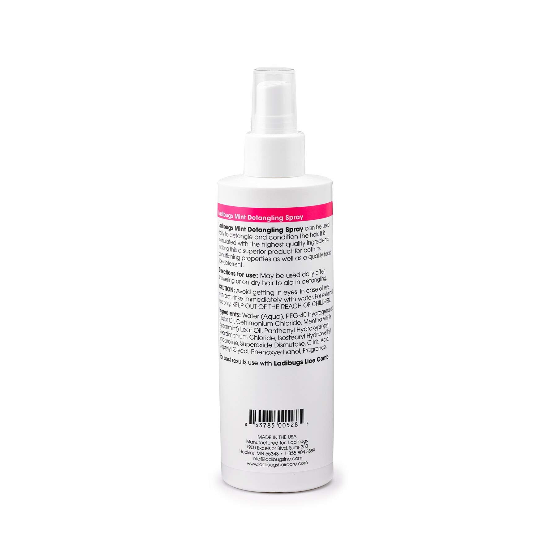 Ladibugs Detangler Spray 8oz | Best Kids Hair Detangling | Leave-in Conditioner & Head Lice Deterrent | Natural, Sulfate-Free, M